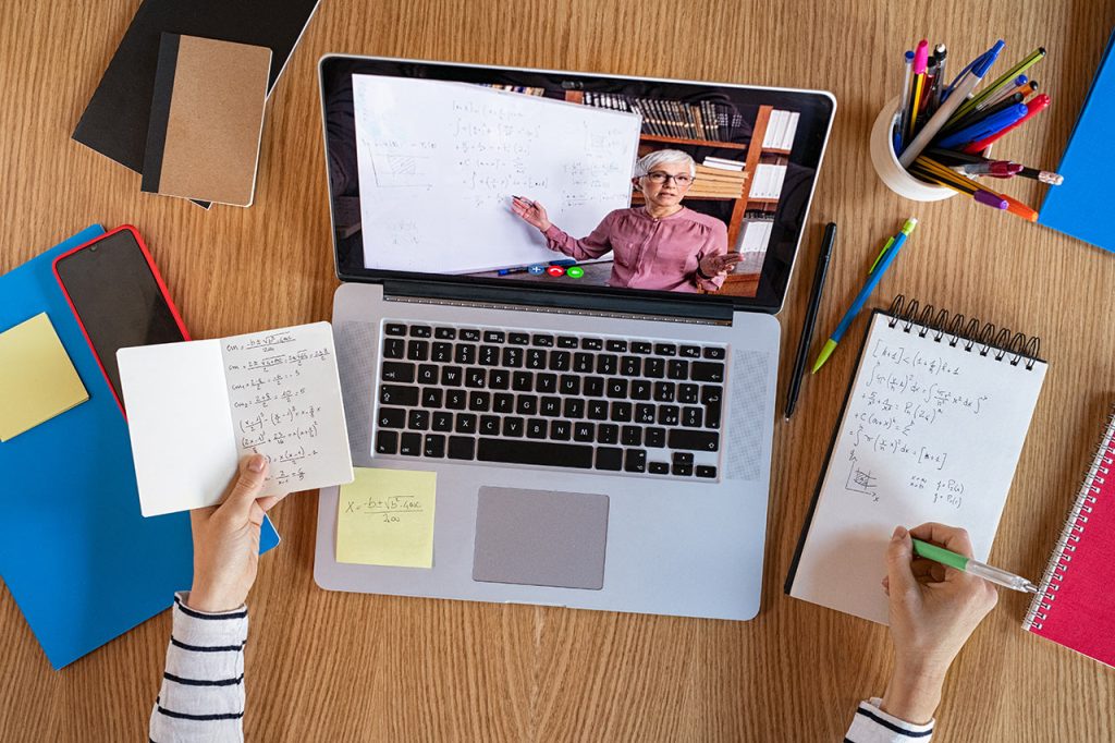 Individual completing an online course
