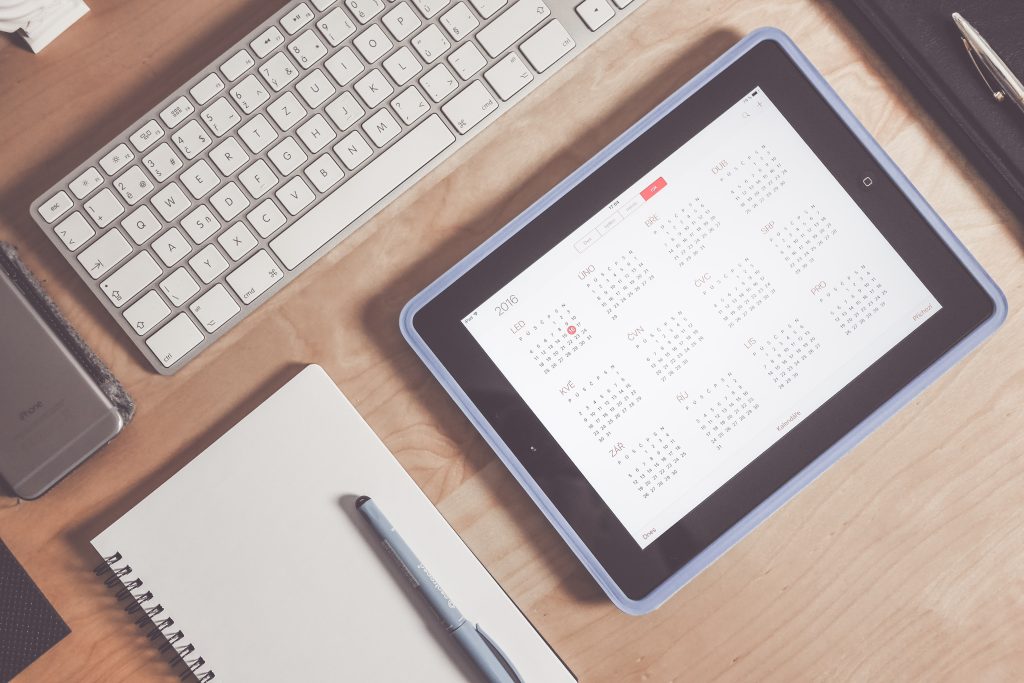Tablet screen showing HR absence calendar
