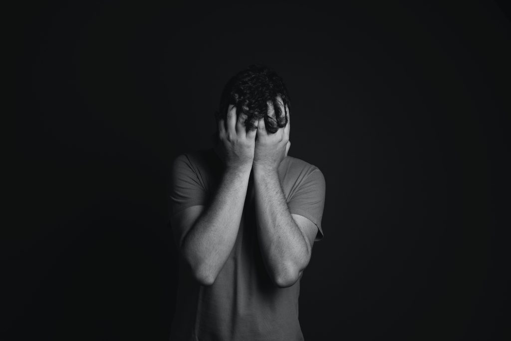 Man struggling with mental health problems