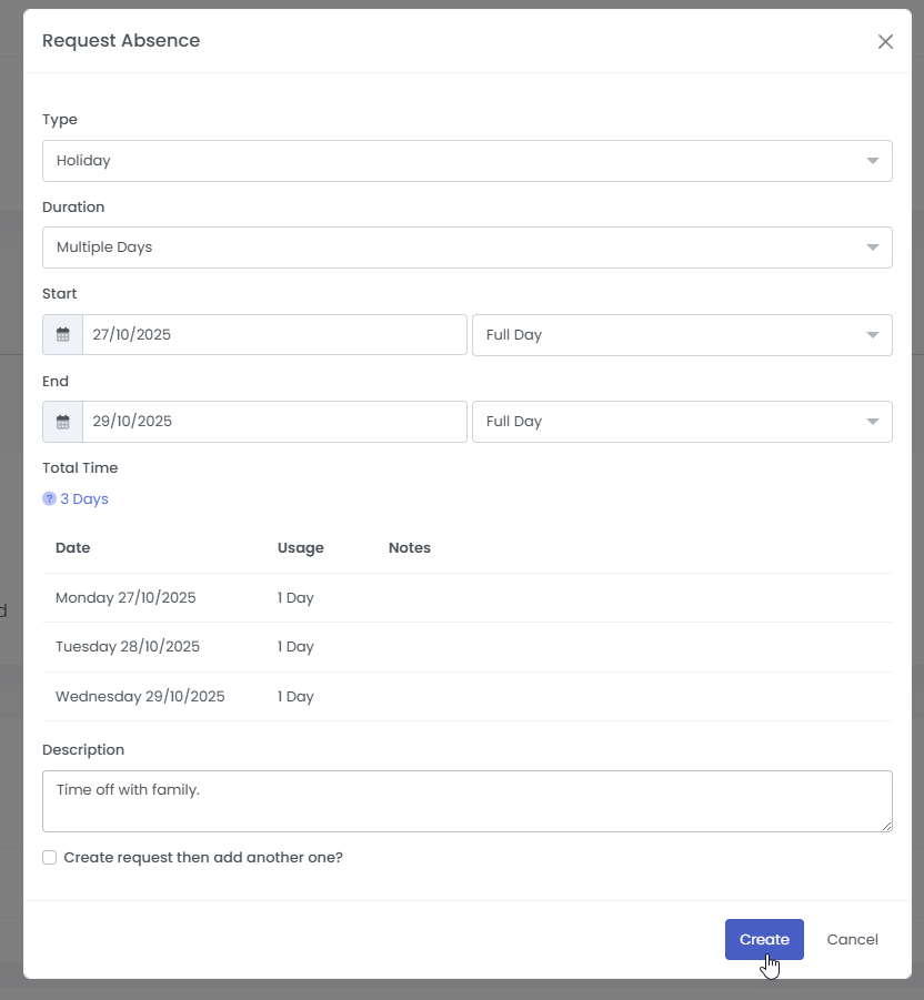 Employee Request Absence